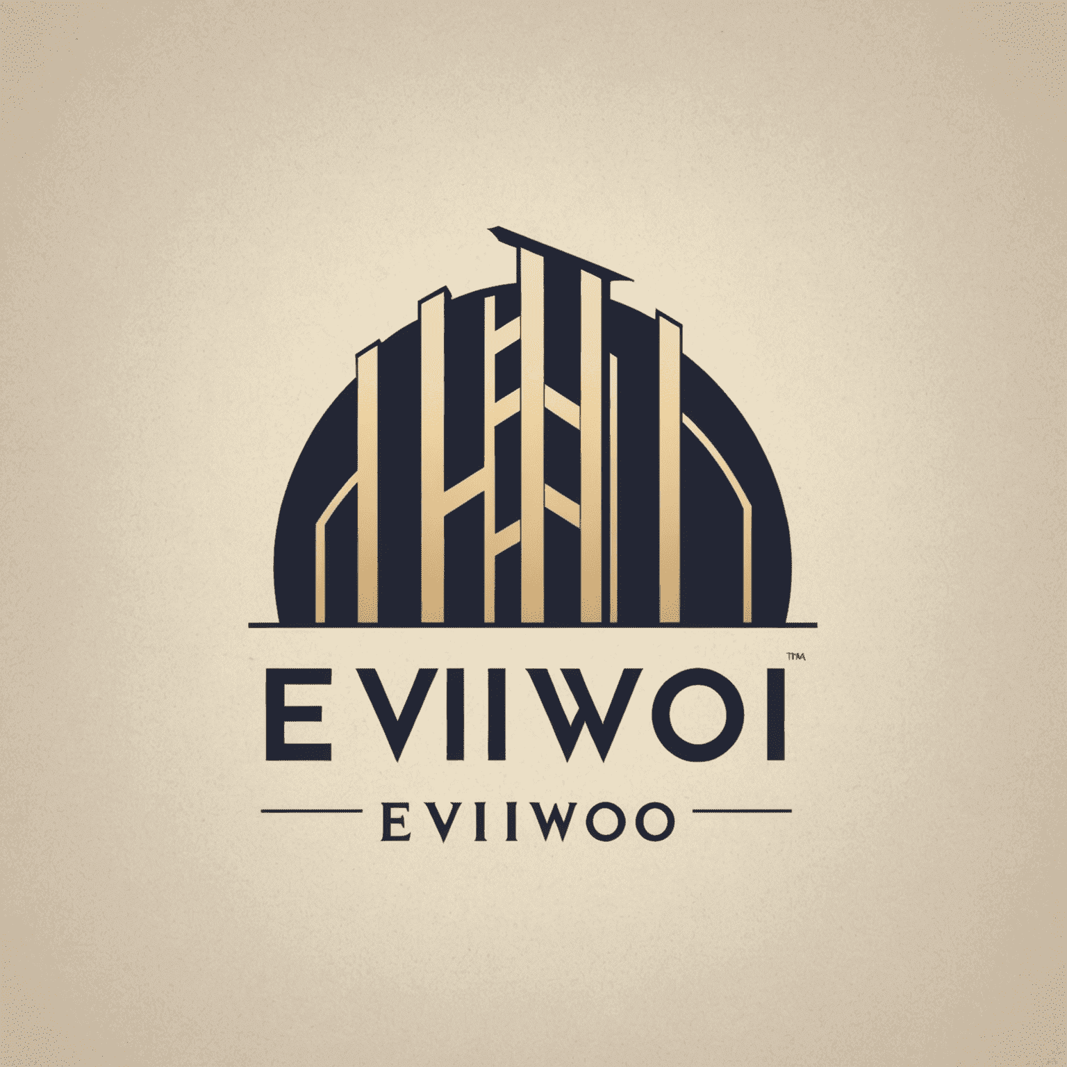 Eviiwo logo - A modern, stylized representation of a hotel or building with the text 'Eviiwo' in a sleek font