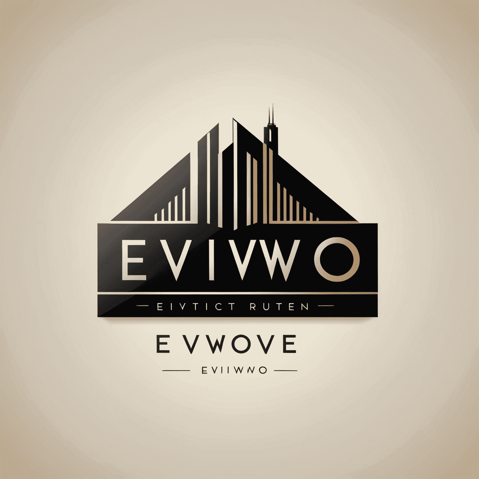 Eviiwo logo - A modern, stylized representation of a hotel or building with the text 'Eviiwo' in a sleek font