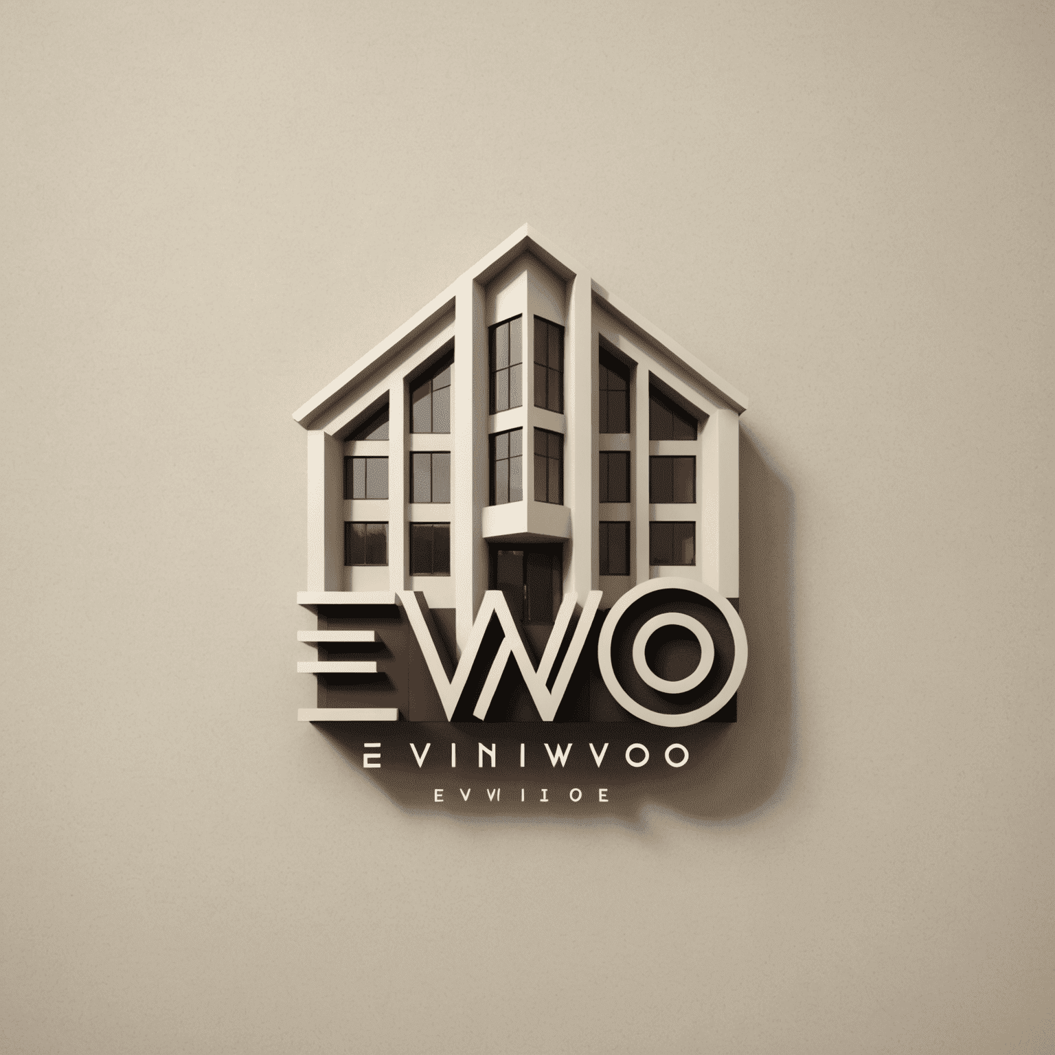 Eviiwo logo - A modern, stylized representation of a hotel or building with the text 'Eviiwo' in a sleek font