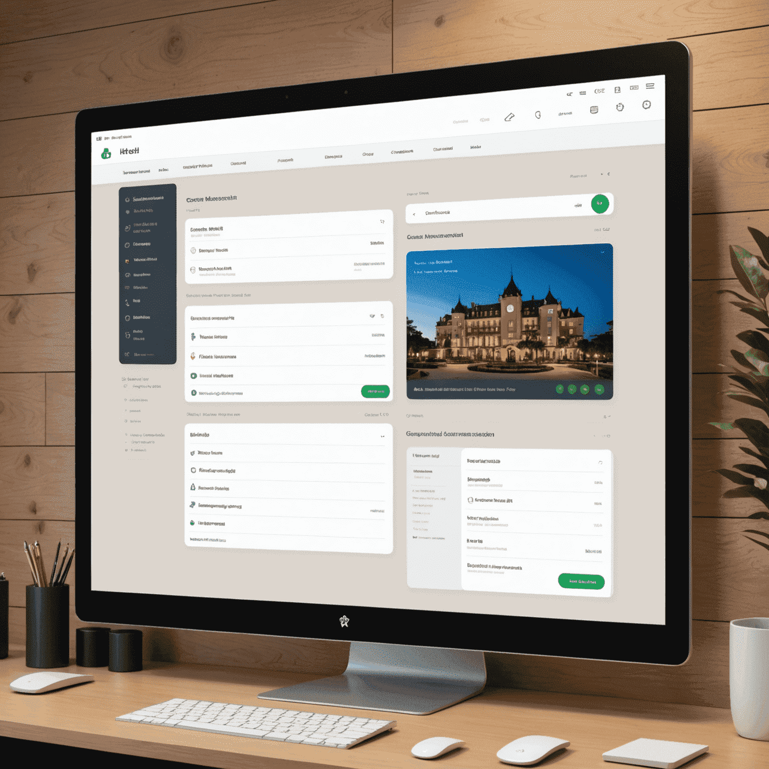 A modern interface showing a dashboard with guest messages, automated confirmations, and personalized communication tools for hotel management